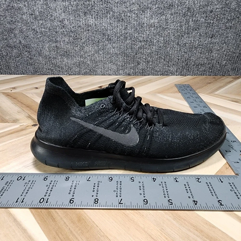 Nike Free RN Flyknit 2017 Womens 8.5 Black Running Shoes 880844-010 Low Top